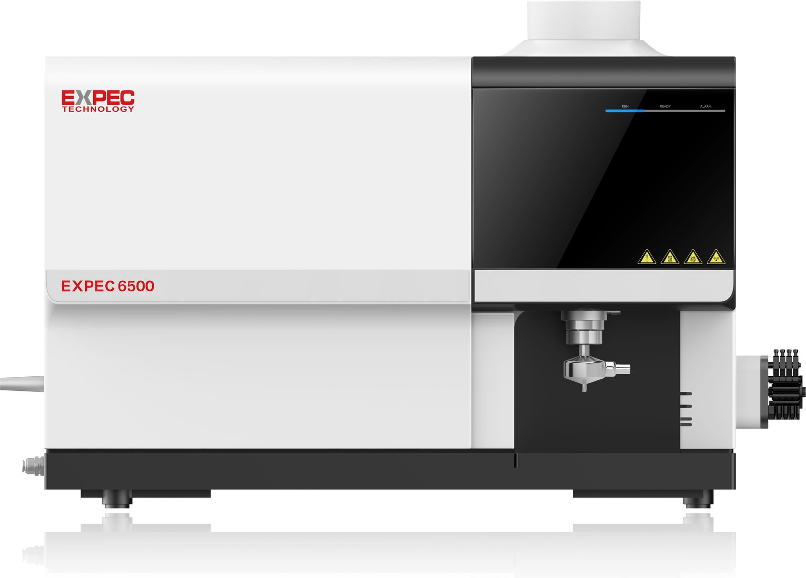 EXPEC 6500D ICP-OES-Spektrometer, Frontansicht mit Fach der vertikalen Fackel