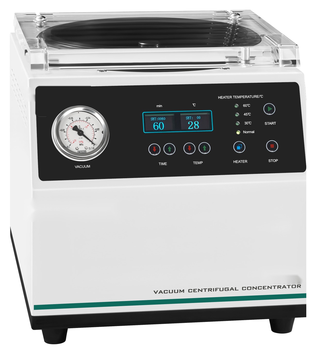 LACEVAC-1C centrifugalni vakuumski koncentrator s prozornim pokrovom, vakuumskim manometrom in zaslonom