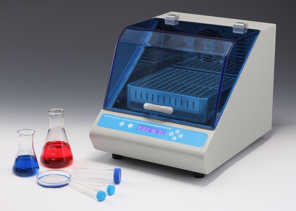 ORSHA75 compact orbital shaker-incubator with flask platform