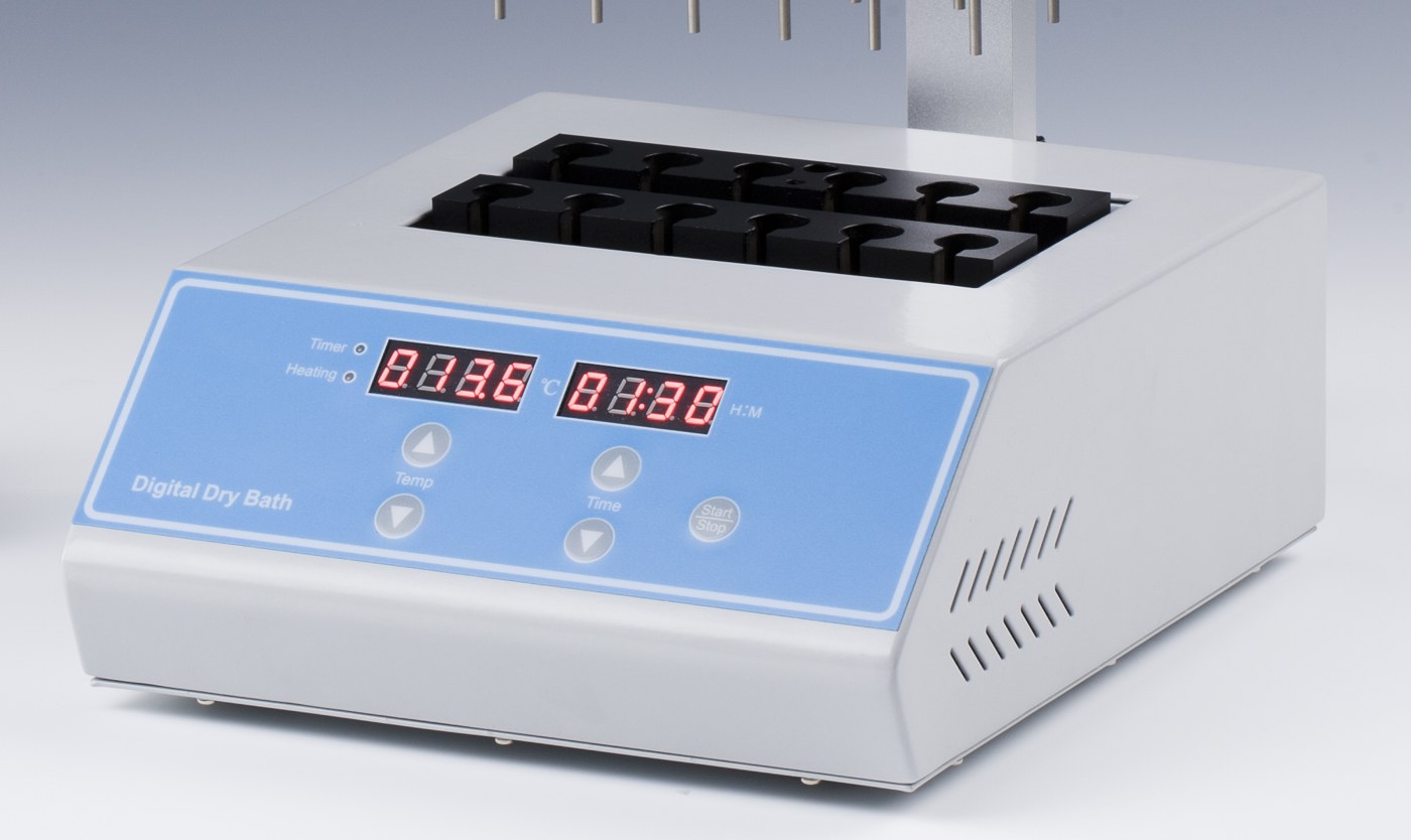 Blok z režami ter prikaza temperature in časa — SACO400 dušikov koncentrator vzorcev