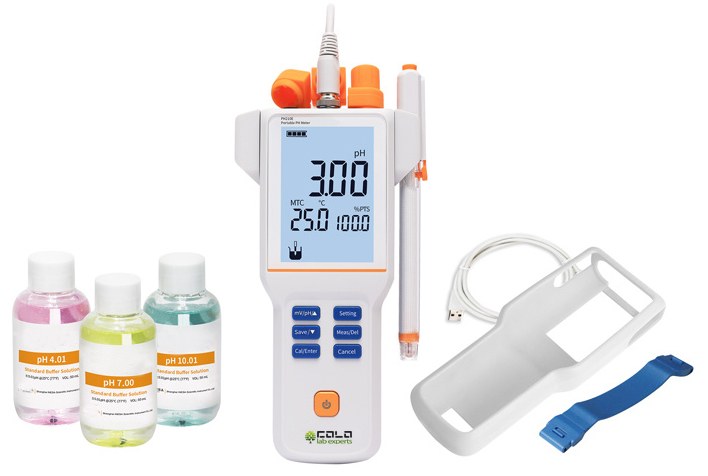 VIKING-PH210 portable pH meter standard delivery with electrode, pH buffers and silicone case